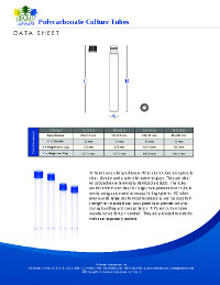 Data Sheet: Polycarbonate Culture Tubes