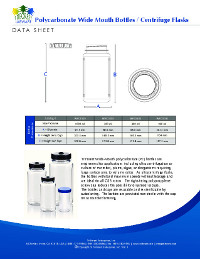 Data Sheet: Polycarbonate Wide Mouth / Centrifuge Bottles